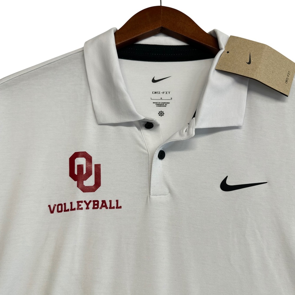 Nike Oklahoma Sooners Volleyball Dri-FIT Polo Shirt White FQ2100-100 Mens L